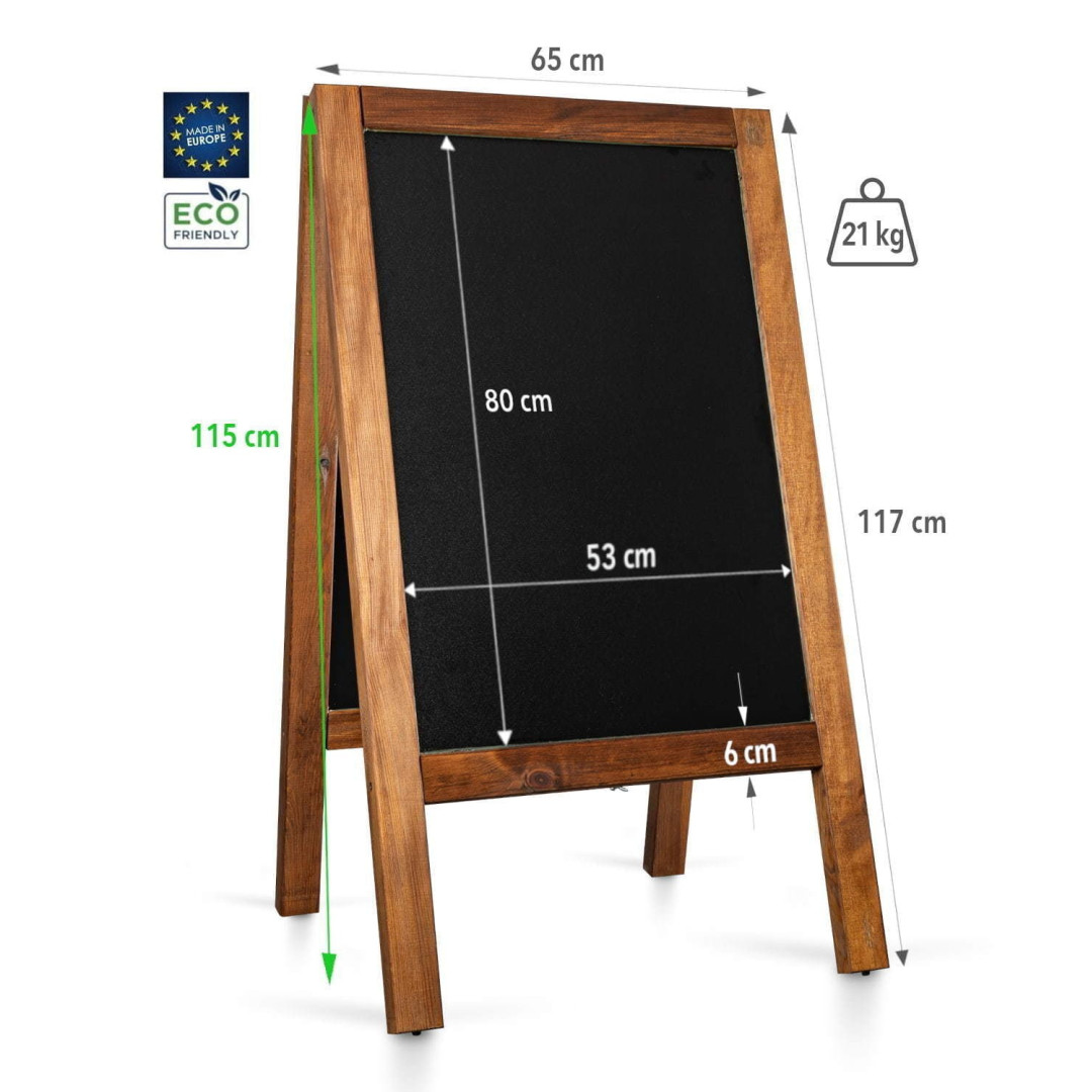 Medinis, atsparus vandeniui reklaminis lauko stovas PRO (650*1180 mm)