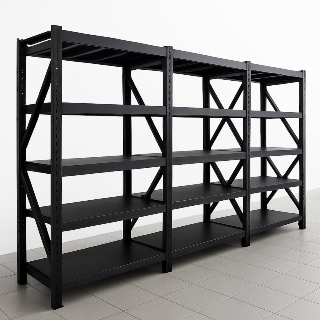 Metalinis sandėliavimo stelažas (juodas) 2000x2000x600 mm (prijungiamoji dalis)