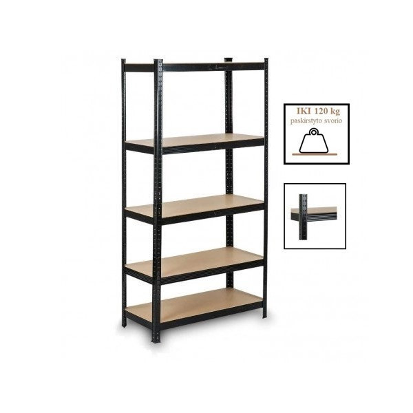 Sandėliavimo stelažas 1800x900x400 mm Juodas (premium)