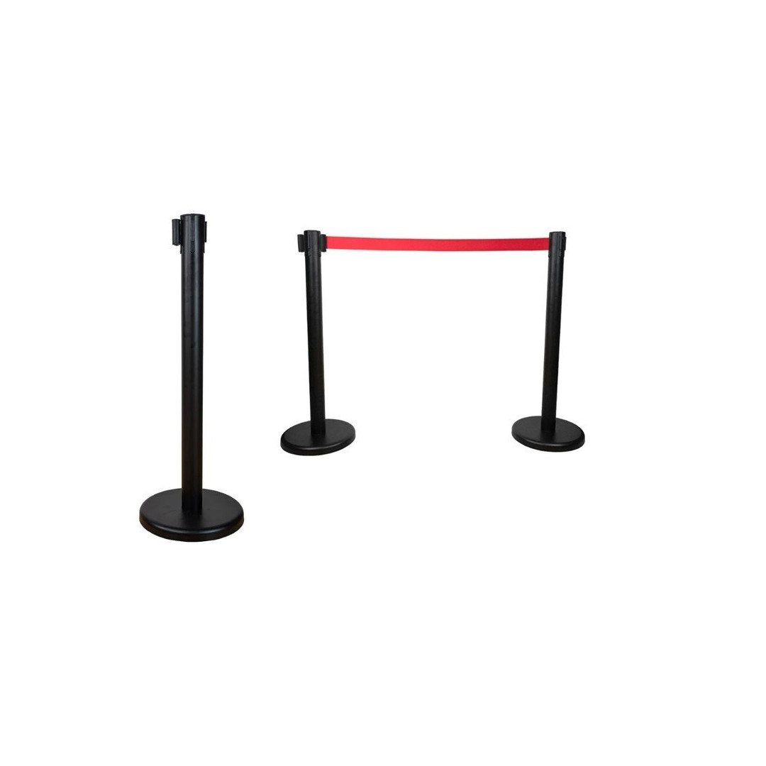 Juostinis eilių atitvaras Black su raudona ištraukiama juosta