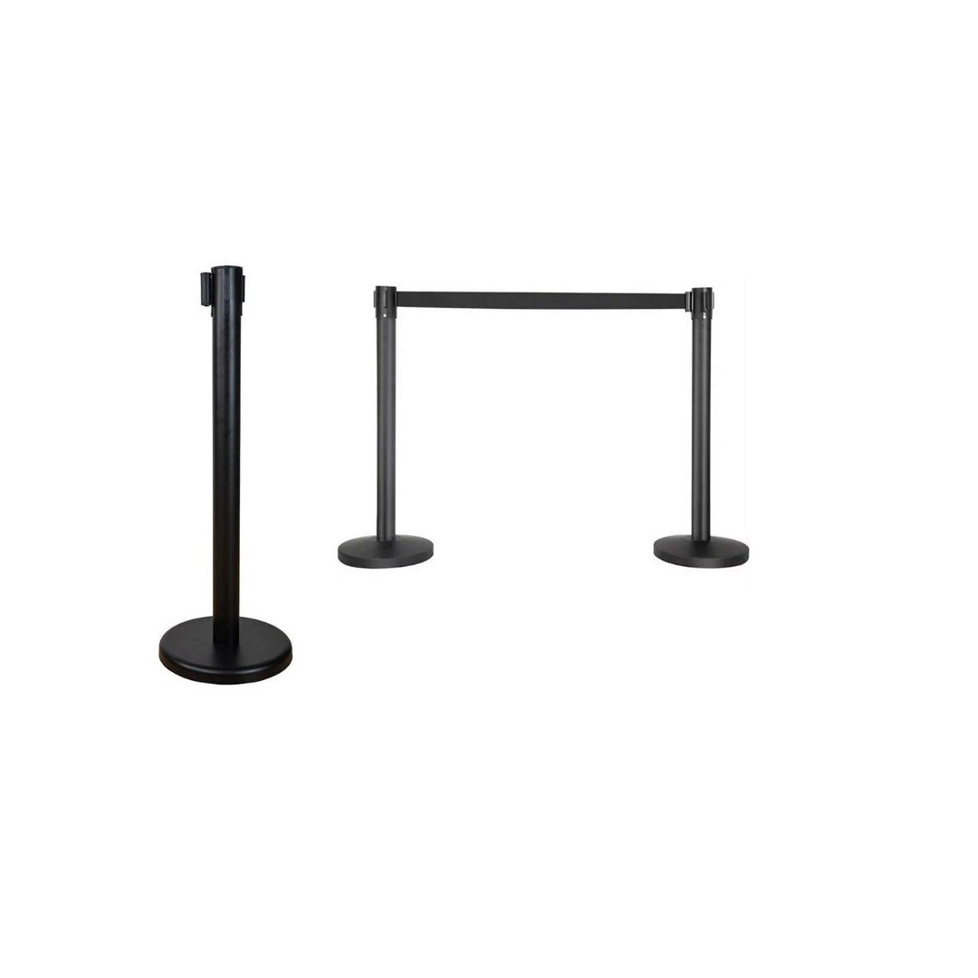 Juostinis eilių atitvaras "Black" su juoda ištraukiama juosta